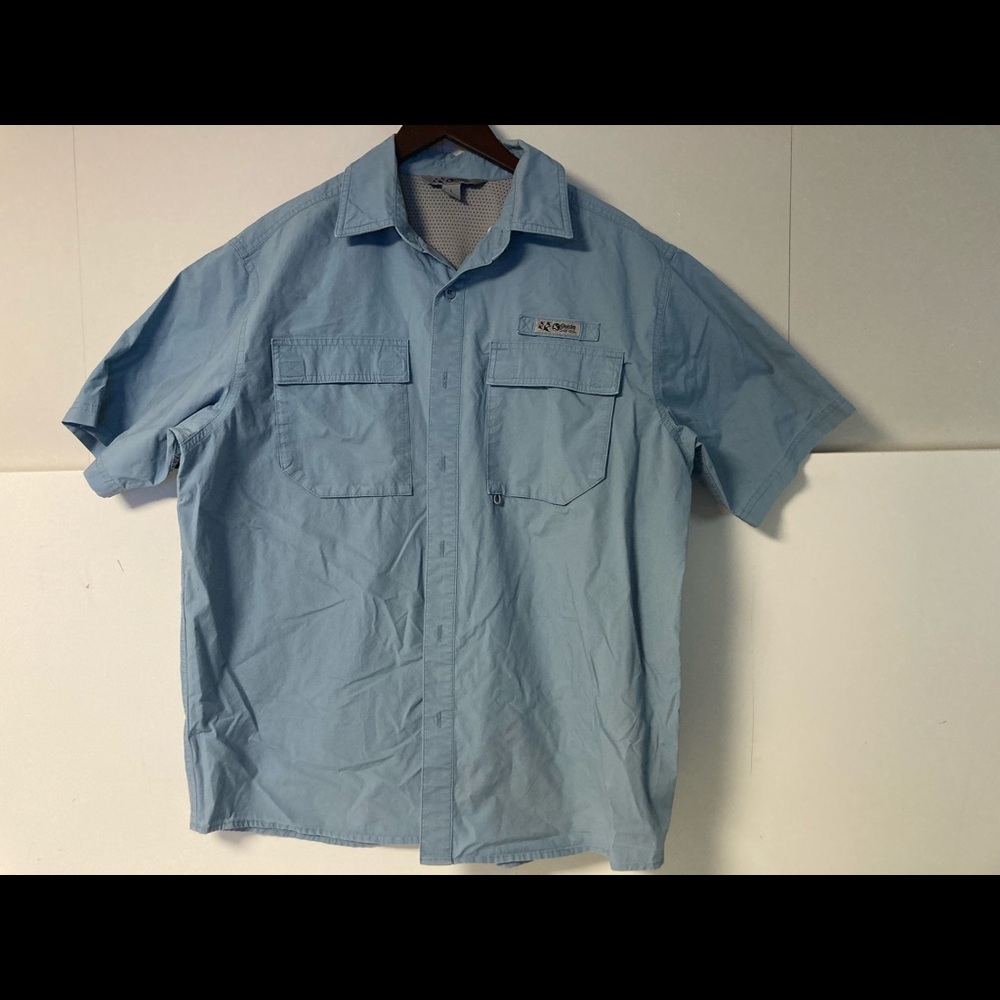 Guide Series Blue Mens Short Sleeve Vented Shirt L